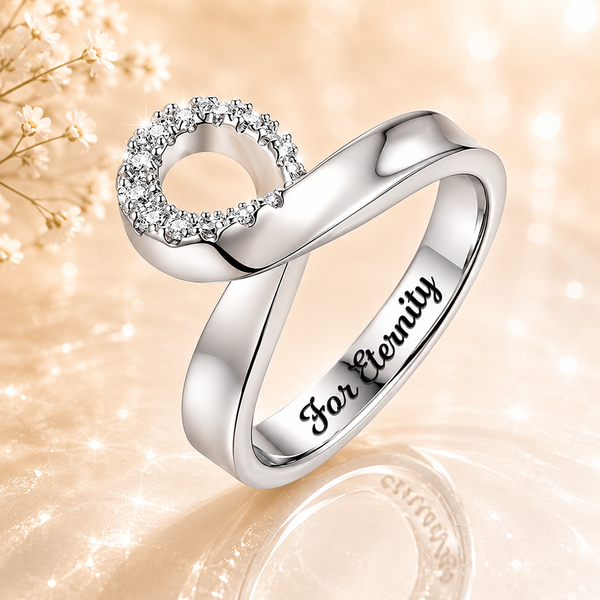 925 Sterling Silver Infinity Ring - Personalize with Gem Birthstones and Custom Engraving