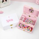 Personalized ballerina jewelry box with name, mirror, jewelry compartments and drawer