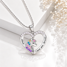 Sterling silver unicorn heart necklace with custom engraving for girls