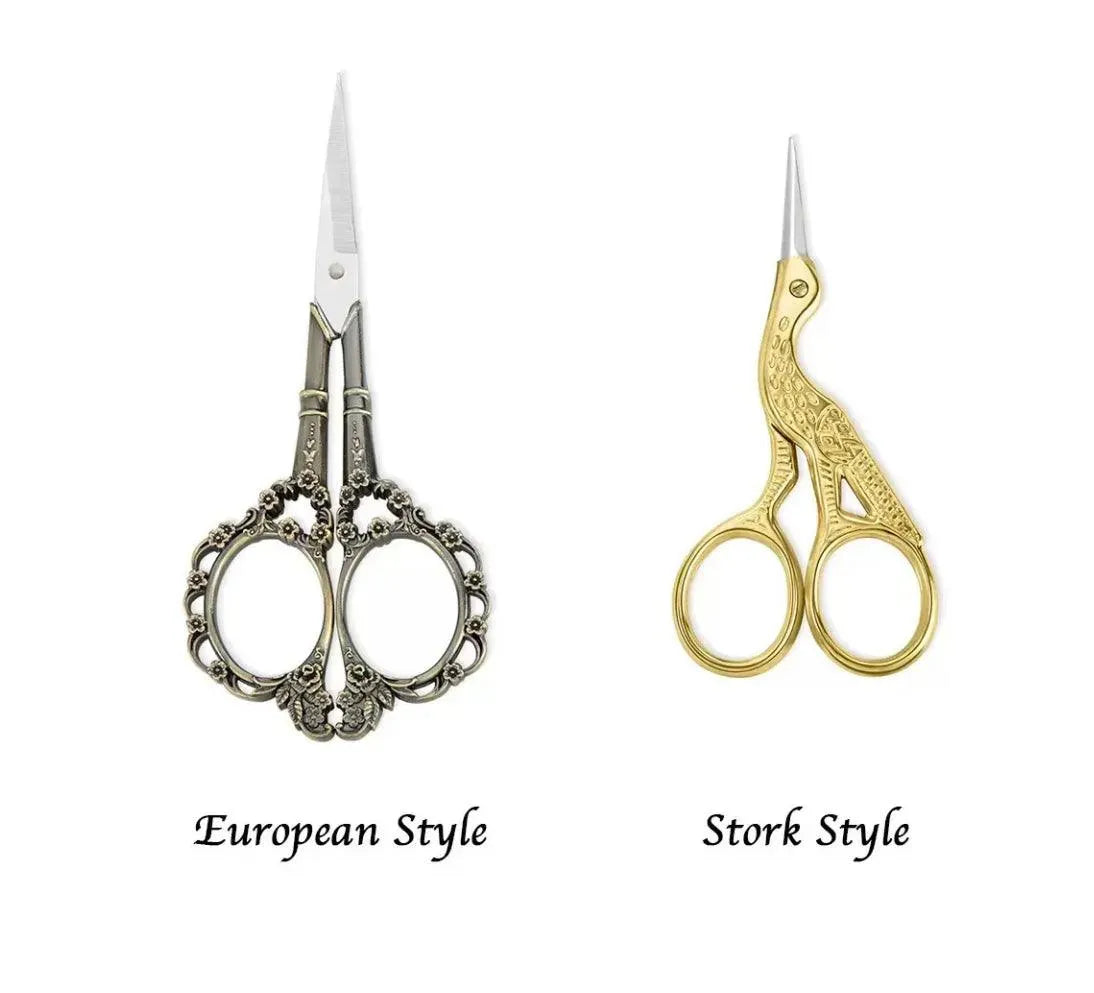 Vintage European/Stork Embroidery Scissors with Custom Engraved Wooden Box - Precision Sewing Tool for Crafters and DIY - Belbren