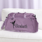 Purple personalized dance kit bag with ballerina pose and name Elizabeth
