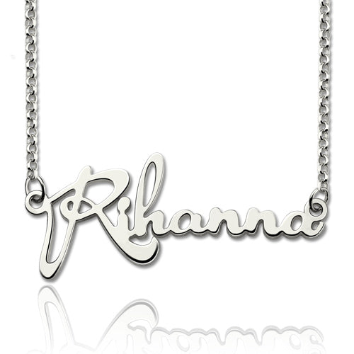 Personalized Celebrity Dainty Script Name Necklace Sterling Silver