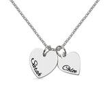 Personalized Double Hearts Charm Necklace in Sterling Silver