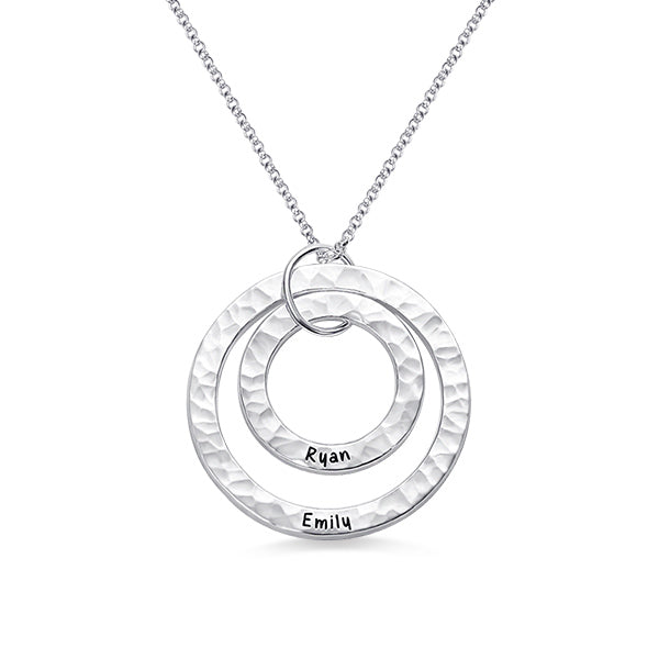 Engraved Hammered Layer Circle Necklace