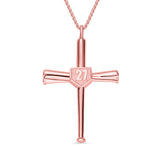 Unisex Baseball Necklace - Custom Baseball Bat Cross Pendant with Personalized Initial & Number - Ideal Sports Jewelry Gift for Baseball Fans & Players
