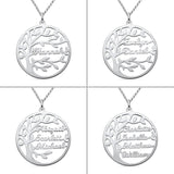 Personalized Family Tree Name Necklace in Sterling Silver.