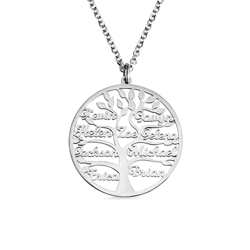 Personalized Family Tree Named Necklace Sterling Silver