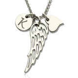 Personalized Girl's Angel Wing Necklace With Heart & Initial Charm Gift for Her
