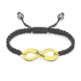 Engraved Infinity Bracelet for Men | Black Cord Men's bracelet | Adjustable Groomsmen Gift | Friendship Bracelet