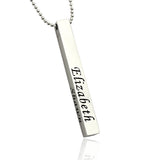 Men's Bar Name Necklace Sterling Silver |Bar Necklace Personalized for Men | Fathers Day Gift |  Custom Engraved Coordinate Bar Necklace