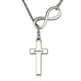 Personalized Classy Infinity Cross Name Necklace Sterling Silver