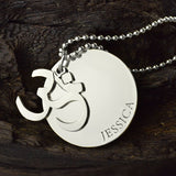 Personalized Om Disc Yoga Name Necklace Sterling Silver