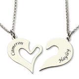 Personalized Breakable Heart Name Necklace for Couples Sterling Silver