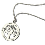 Sterling Silver Tree of Life Necklace | Custom Engraved Family Tree Name Necklace | Mother's Day Gifts