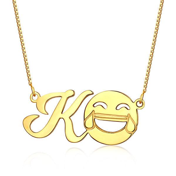 Personalized Initial Emoji Letter Necklace Sterling Silver