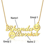 Personalized Memorial Initial Double Name Emoji Necklace Sterling Silver