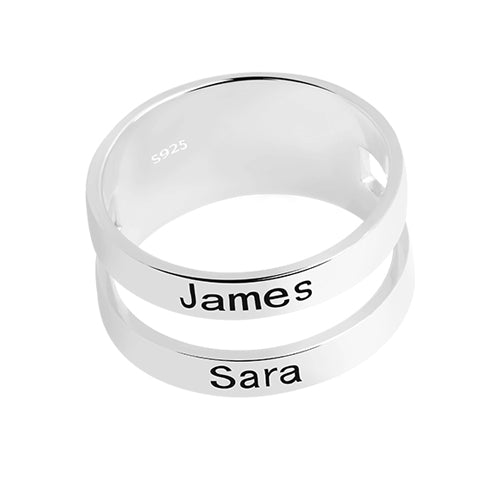 Customized Engraved Two Names Ring Sterling Silver