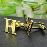 Custom Initial Cufflinks - Sterling Silver, Gold & Stainless Steel - Elegant Personalized Gift for Men