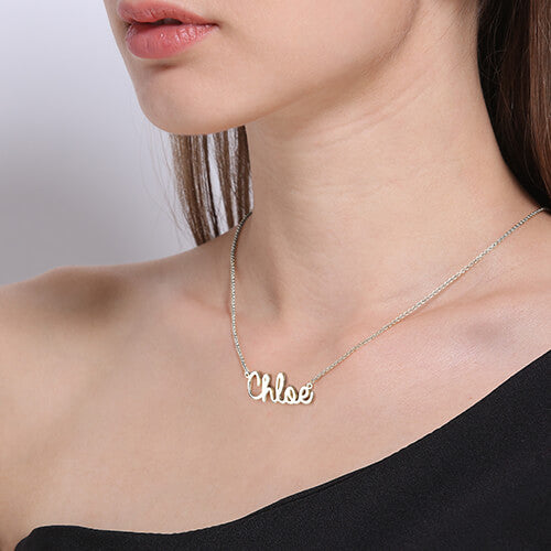 Personalized Cursive Style Name Necklace In Sterling Silver