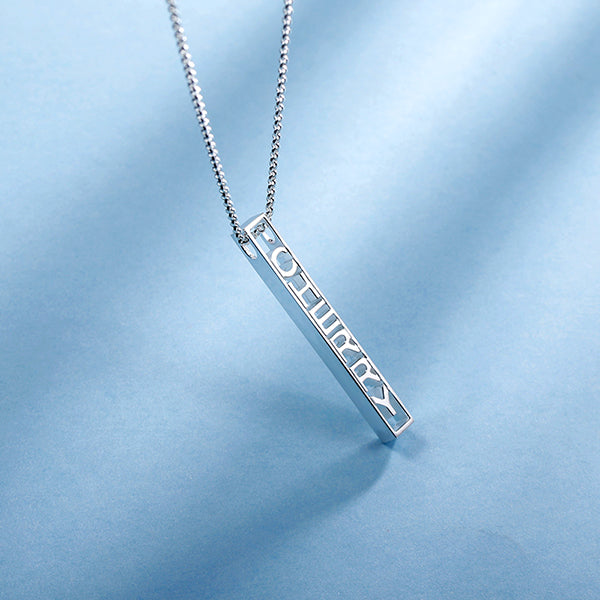 Personalized Special 3D Bar Necklace In Sterling Silver