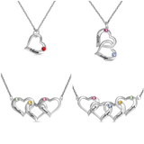 Customized Intertwined Hearts Silver Necklace with Birthstones