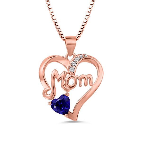 Mom Heart Necklace With Birthstone