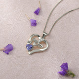 Mom Heart Necklace With Birthstone