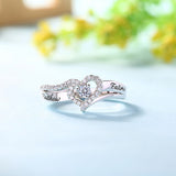 Diamond Promise Ring | Couples Name Ring | Heart Shape Engagement Ring | Custom 2 Name with Birthstone | Mothers Ring