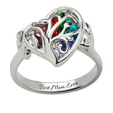 Family Tree Birthstones Ring | Family Birthstone Heart Ring  | Mothers Ring | Multiple Birthstones Ring Gift For Mom/Grandma | Christmas Jewelry Gift