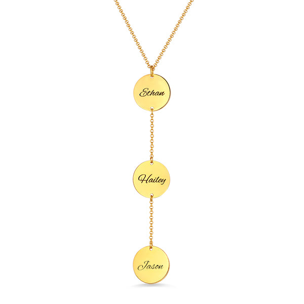 Personalized Name Disc/Coin Necklace Gold Plated Silver