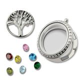 Personalized Family Tree Locket Necklace with Floating Birthstone - Perfect Gift for Mothers, Birthdays, Anniversaries