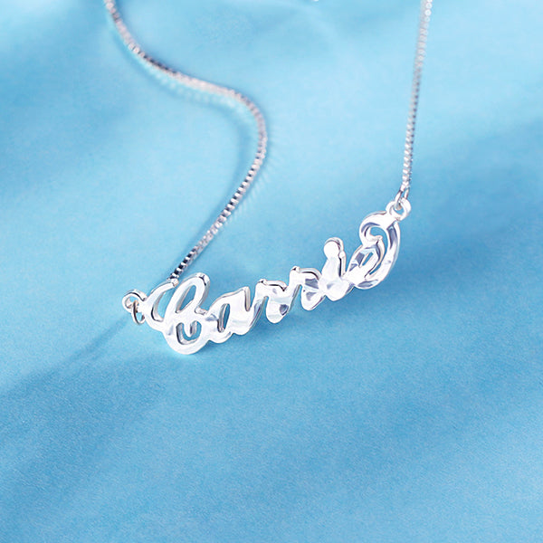 Personalized Hammered Name Necklace Pure Silver