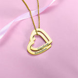 Interlocking Hearts Necklace with Engraving Sterling Silver