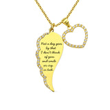 Personalized Angel Wing Heart Necklace Gold