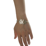 Monogram Initial Bangle Bracelet | Sterling Silver Monogram Gift for Women | Initial Monogram Bracelet | 3 Letters Typography Jewelry