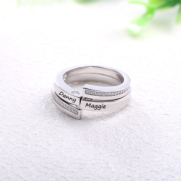 Infinity Couples Ring Set |  Diamond  Promise Ring Set for Couple | Infinity Combination Ring Set | Mother Daughters Ring