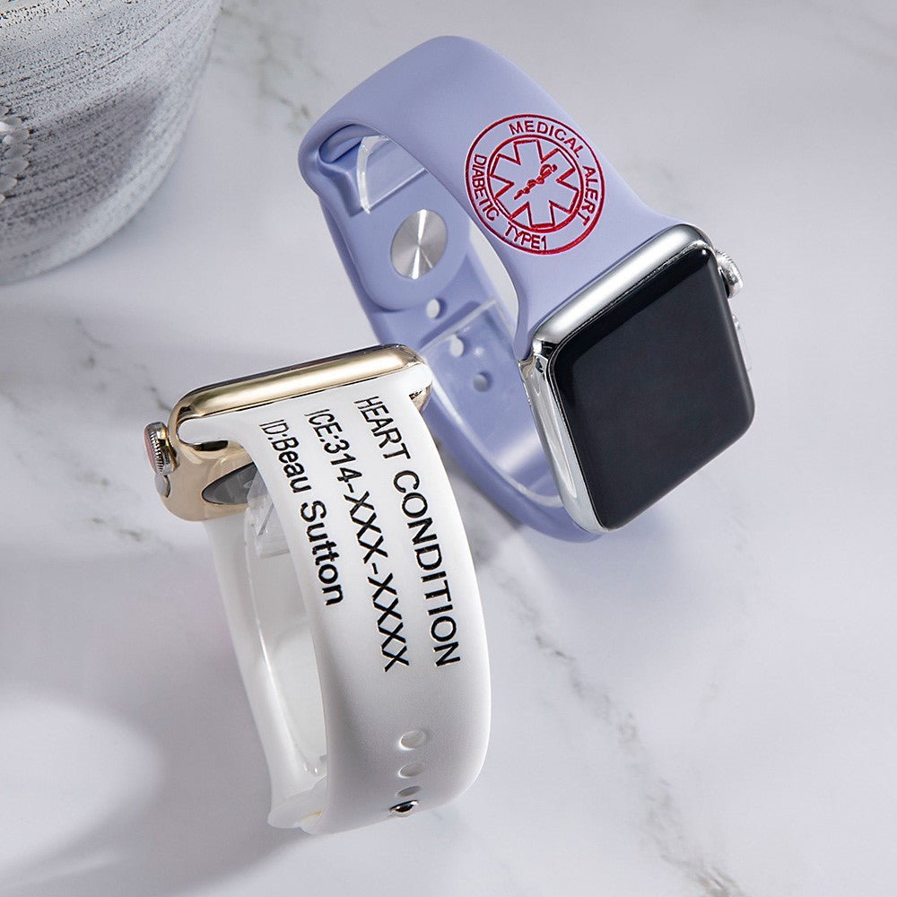 Medical Alert for Apple Watch Strap - Custom Medical ID Band - Personalized Health Accessory for Adults & Kids