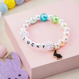 Custom Easter Bunny Jewelry | Girl's Rabbit Name Bracelet | Kids Easter Gifts