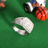 Mens Basketball Signet Ring | Custom Basketball Sports Name Ring  | Personalized Number Basketball Team Gifts | Basketball Jewelry