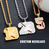 Personalized Baseball & Softball Sports Number Necklace with Name