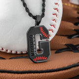 Baseball Initial Name Necklace | Baseball Team Gifts | Stainless Steel Baseball Jersey Charm Pendant