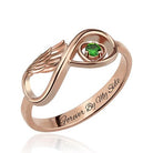 Angel Wing Infinity Birthstone Ring - Personalized Memorial Jewelry for New Moms - 925 Sterling Silver, Gold, Rose Gold - Belbren