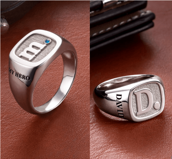 Custom Engraved 925 Sterling Silver Initial Signet Ring - Personalized Monogram for Men & Women, Ideal Graduation Gift - Belbren