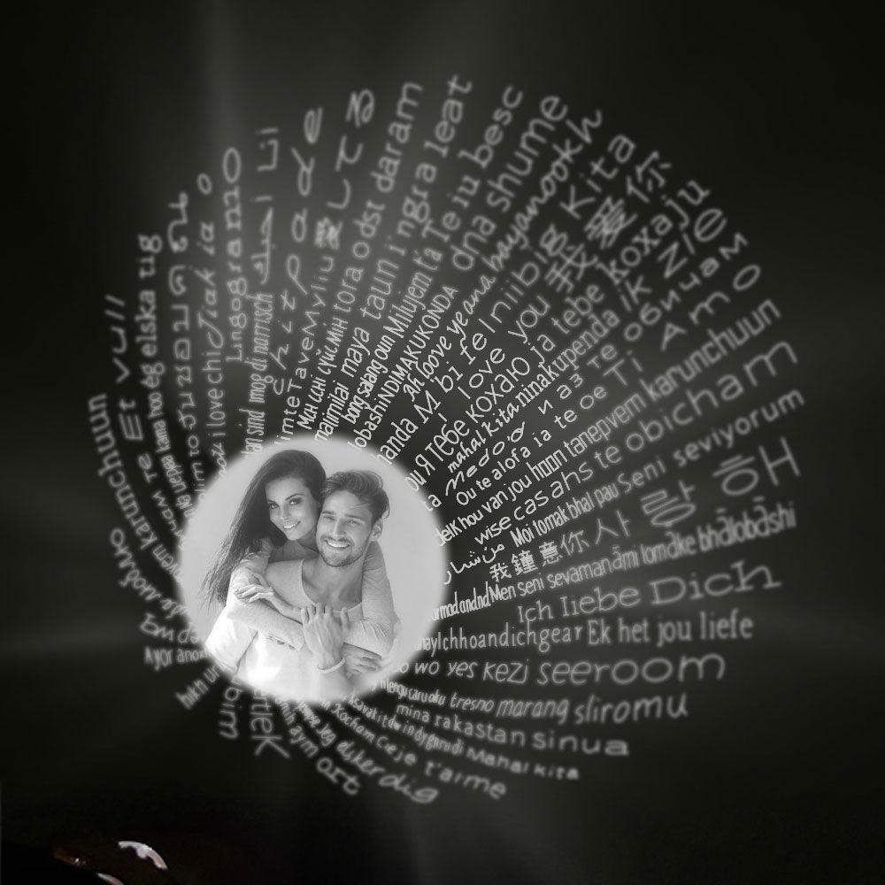 Custom Heart Projection Necklace - "I Love You" in 100 Languages with Photo - Belbren