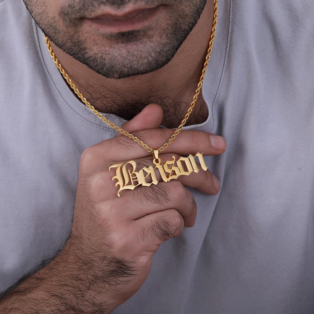 Custom Hip Hop Name and Date Necklace - Personalized Gift for Men - Belbren