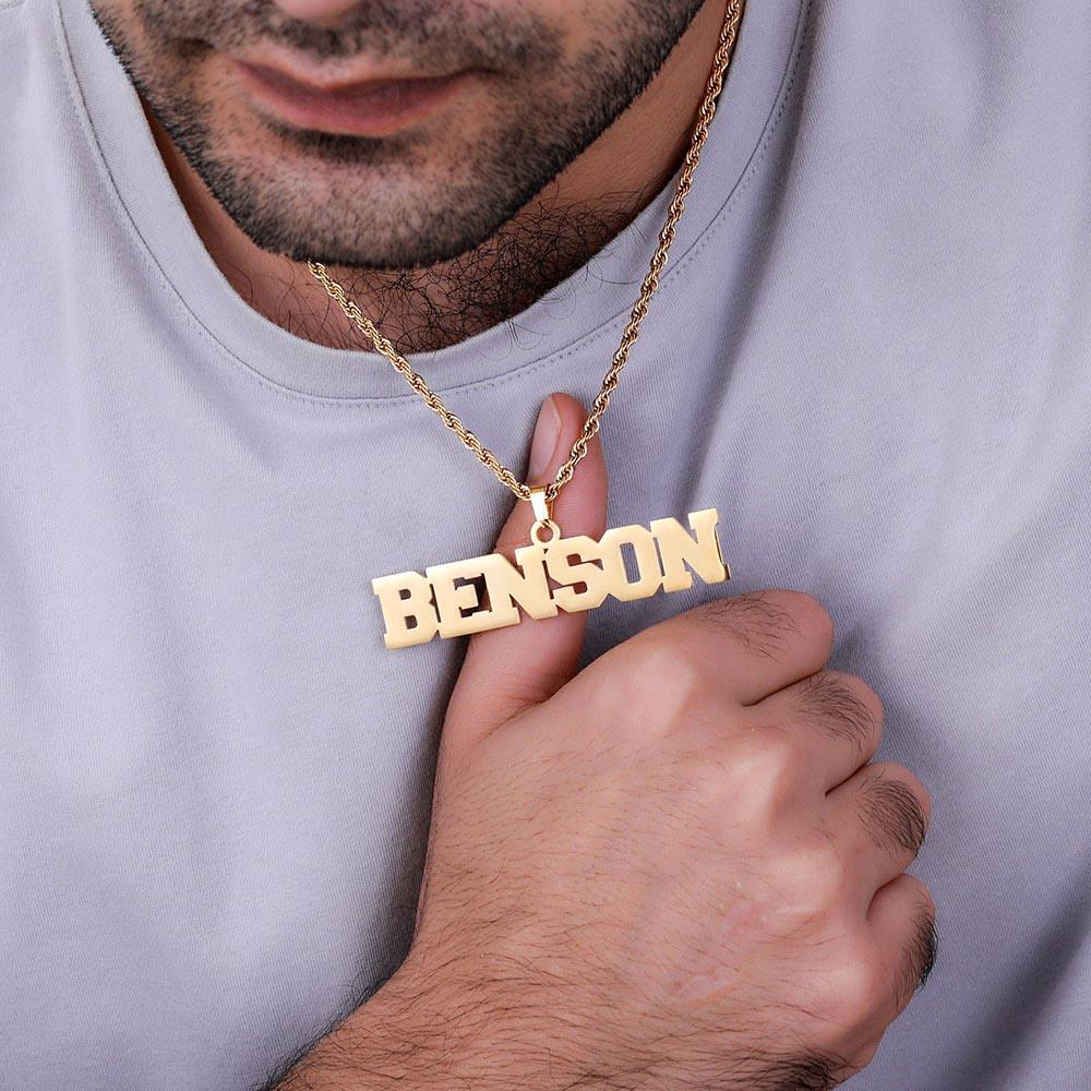 Custom Hip Hop Name and Date Necklace - Personalized Gift for Men - Belbren