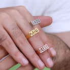 Custom Hip-Hop Style Initial Ring - Personalized Bold Platinum or Gold Name Ring - Belbren