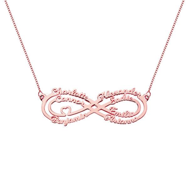 Custom Infinity Necklace for Mom & Grandma - Engrave 7 Names in Silver, Gold, Rose Gold - Belbren