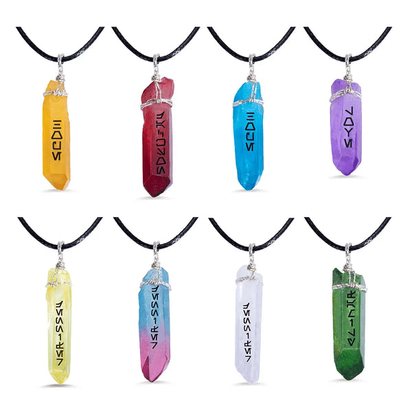 Custom Kyber Crystal Necklace | Aurebesh Script Personalization | Unisex Lightsaber Crystal Pendant - Belbren