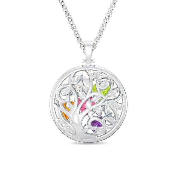 Customizable Round Cage Family Tree Birthstone Necklace - Perfect for Mothers, Grandmothers, and Family Celebrations - Belbren